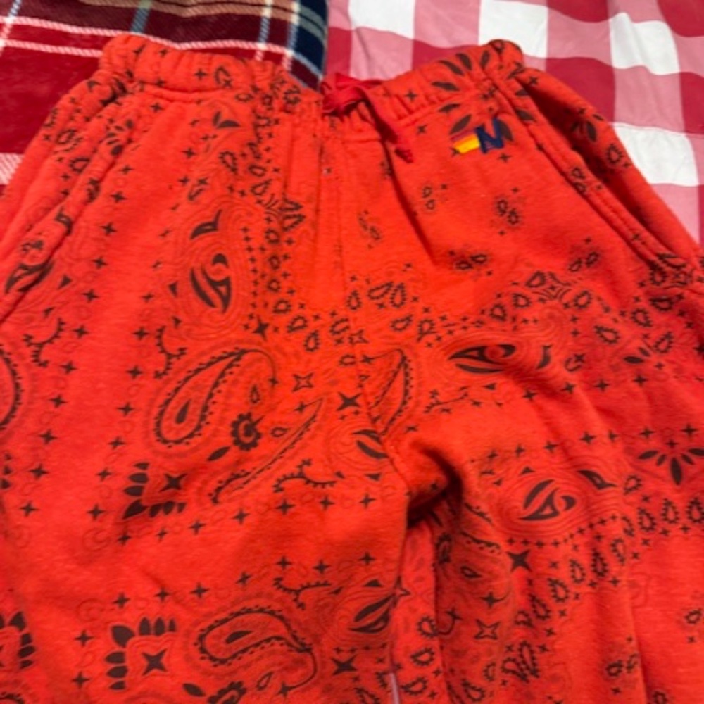 Aviator Nation New print Red/black Bandana  sweat XS New